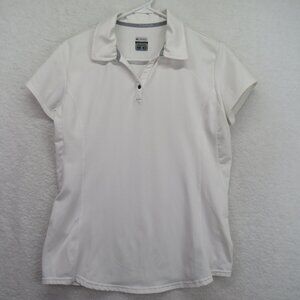 Columbia Shirt Womens Size Large White Titanium Golf Tennis 1/4 Snap V Neck